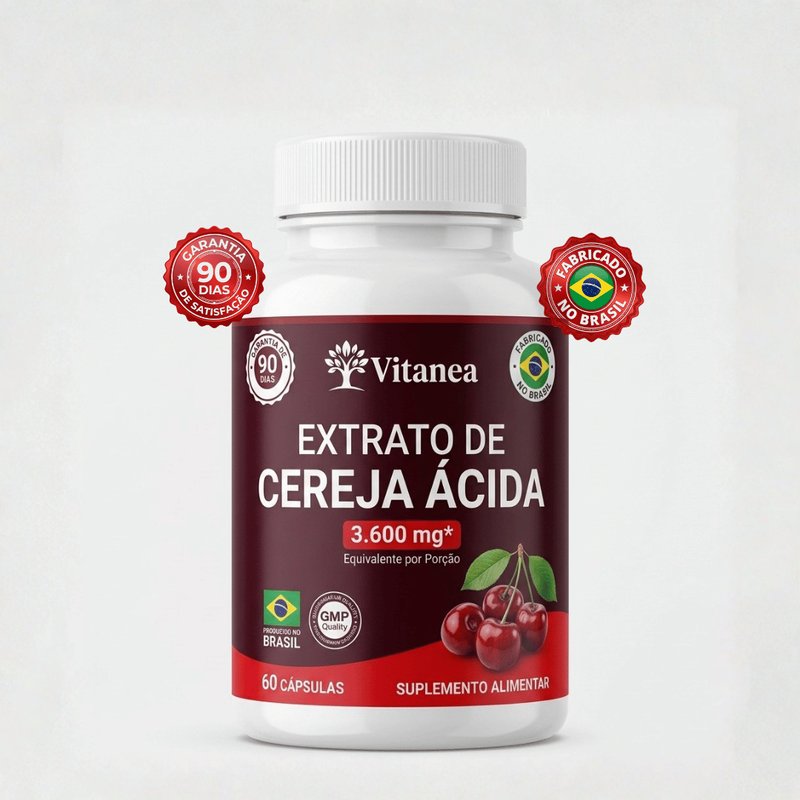 VITANEA Cereja Ácida — frasco de frente, 60 cápsulas, 3.600mg por dose